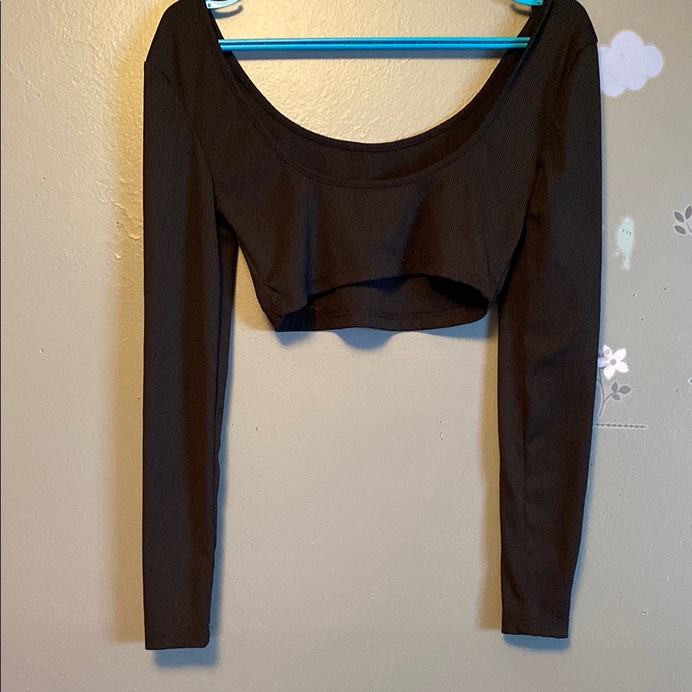 🖤SHEIN Black Fitted Long Sleeve Crop Top.